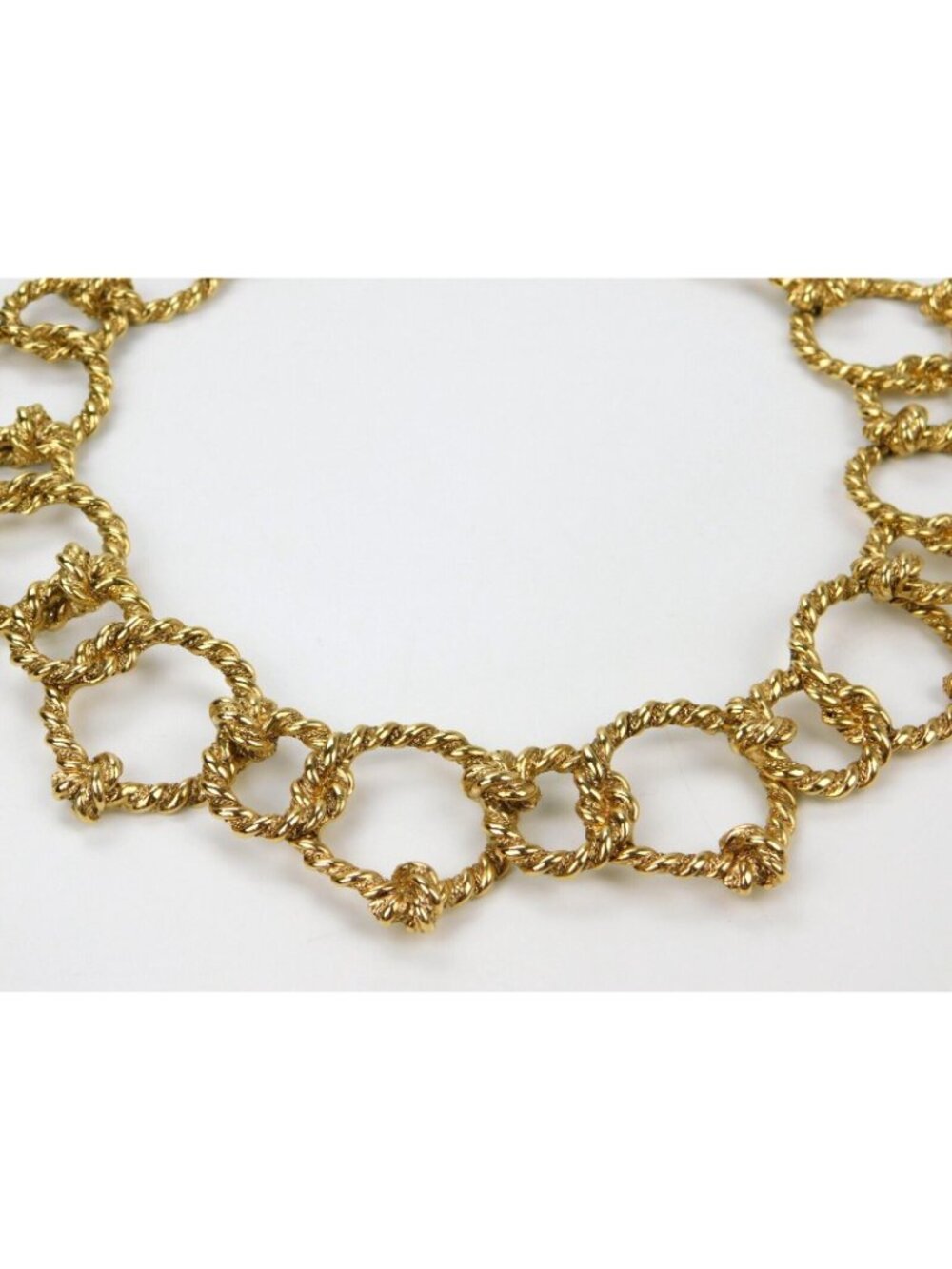Kenneth Jay Lane KJL Rope Nautical Knot Gold Tone Statement Collar Necklace - Picture 2 of 7